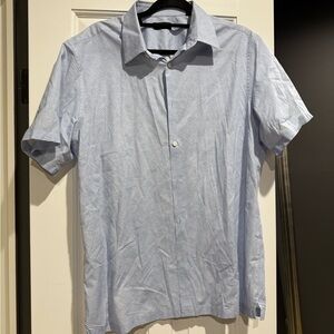 Men's Blue Short Sleeve Shirt custom tailored large